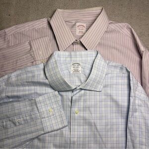 Lot Of 2 Brooks Brothers Oxford Dress Shirts Men’s 17-36 Pima Cotton Multicolor
